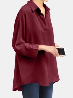 Lapel Solid Color Casual Plus Size Blouse For Women -Zanzea Shop 017bb78a 4548 45c5 b09b 4aca948fe19d