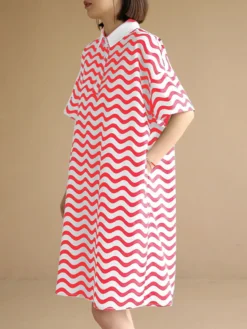 Chevron Pattern Pocket Button Lapel Short Sleeve Casual Dress -Zanzea Shop 01d28b74 c7bf 45ed a4f5 6bb395debc73