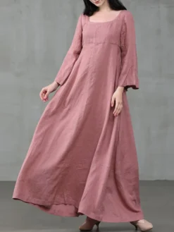 Solid Color A-Line Long Sleeve Maxi Cotton Loose Dress 11 Solid Color A-Line Long Sleeve Maxi Cotton Loose Dress -Zanzea Shop 02087374 94bb 4323 9018 8853b10dec57