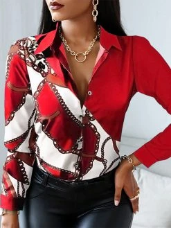 Chain Print Long Sleeve Lapel Button Down Shirt Women -Zanzea Shop 0276d8fc 08f9 40e4 ae4b 9f77beb8604d