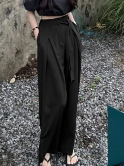 Solid Pocket Belt Wide Leg Pants For Women -Zanzea Shop 0296a6c2 cf10 498a 8270 a1876176d50f