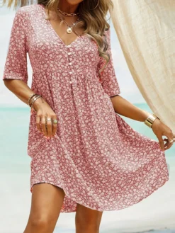 Floral Print Short Sleeve V-neck Dress For Women -Zanzea Shop 02a5dce9 7723 47c0 acf2 6722f180ff0b