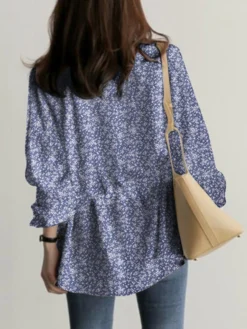 Allover Floral Print Drawstring Waist Notch Neck Blouse -Zanzea Shop 02a7433a 8bd3 48ff 8075 7e32b2806e90