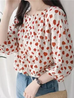 Allover Floral Print Button 3/4 Sleeve Crew Neck Blouse 13 Allover Floral Print Button 3/4 Sleeve Crew Neck Blouse -Zanzea Shop 03cfb189 6ada 4441 b7a2 7c56d5c66c5a