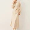Solid Long Sleeve Button Lapel Shirt Dress With Belt