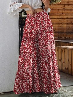 Bohemian High Waist Floral Print Loose Pants