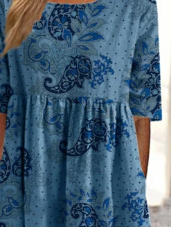 Women Ethnic Paisley Polka Dot Print Crew Neck Dress -Zanzea Shop 045d0272 ec71 4586 8ef9 f4a96e7d0ae2