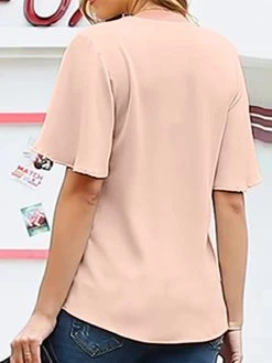 Ruffle Sleeve V-neck Solid Casual Blouse For Women -Zanzea Shop 051c6206 653b 4251 99ac a36fb18ede2e