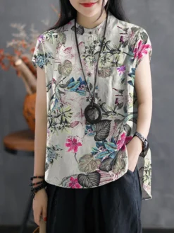 Leaves Flower Print Pocket Plus Size High-low Vintage Blouse -Zanzea Shop 05287c8d c0cb 48dd 9ae8 21489e22a5e3