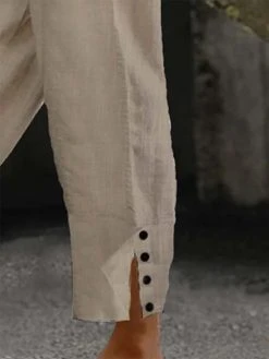 Women Solid Side Split Button Cuff Cotton Cropped Pants 15 Women Solid Side Split Button Cuff Cotton Cropped Pants -Zanzea Shop 05380c21 6b2e 4c39 b285 44ee81d810d3