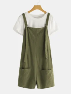 Solid Color Strap Plus Size Short Jumpsuits With Pockets -Zanzea Shop 0543c986 c2b4 4af3 a993 df8009607552