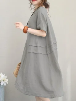 Crew Neck Short Sleeve Soild Color Casual Dress -Zanzea Shop 0569fc52 f0d7 430f 8a89 26d94d04b5a7