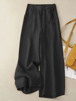 Women Solid Cotton Casual Wide Leg Pants With Pocket -Zanzea Shop 05969e8a d9a4 4994 b781 525e96f4eb23