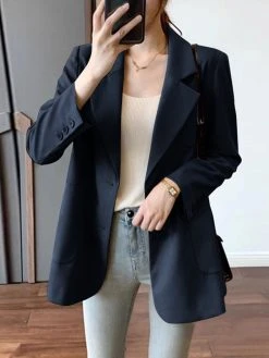 Solid Pocket Button Lapel Long Sleeve Blazer For Women -Zanzea Shop 05a5f985 5c38 48b5 8dcc afc53b6f52fc