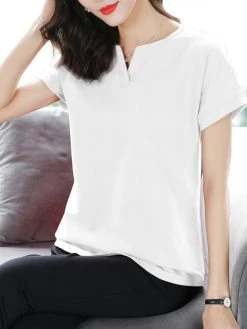 Solid Notch Neck Short Sleeve Casual T-shirt For Women 11 Solid Notch Neck Short Sleeve Casual T-shirt For Women -Zanzea Shop 06717e9e 79f8 420d 9423 581b7e619184