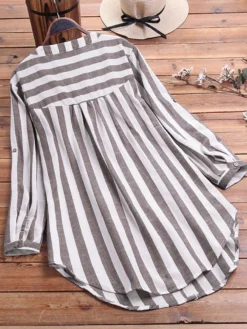 Striped Irregular Button Plus Size Shirt For Women -Zanzea Shop 06ad6b7b f754 49dd 99ac a0d6eacf1506
