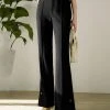 Solid Slit Hem Pocket Bootcut Leg Pants