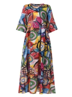 Graffiti Print O-neck Plus Size Loose Dress -Zanzea Shop 075d0f0f ceda 4d0d b58b 090b6f6240c6
