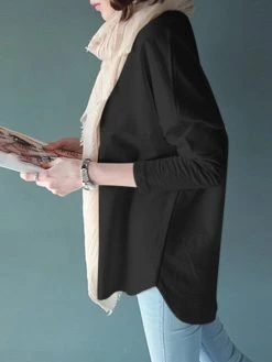 Solid Curved Hem Loose Long Sleeve Crew Neck T-shirt 13 Solid Curved Hem Loose Long Sleeve Crew Neck T-shirt -Zanzea Shop 07b22e1f 8ec1 45e3 b118 7f0a34fd99da