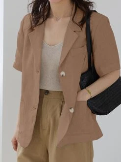 Solid Pocket Button Front Short Sleeve Lapel Casual Blazer -Zanzea Shop 07d92f8b c0be 4175 8123 cd41e2e00d05