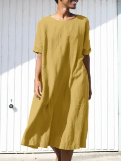 Solid Loose Crew Neck Short Sleeve Casual Dress With Belt 18 Solid Loose Crew Neck Short Sleeve Casual Dress With Belt -Zanzea Shop 07e42dd4 a980 4b8c a8f9 8219e980577a