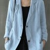 Solid Button Pocket Lapel Casual Cotton Blazer
