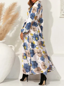 Cottagecore Flower Print Sash Lettuce-Edge Long Sleeve Maxi Dress -Zanzea Shop 07f785ff 36ac 47e8 89f5 297a30444132