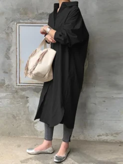 Solid Color Casual Long Sleeve Cotton Shirt Dress -Zanzea Shop 083a96be b4de 4213 97e5 d29b2421355e