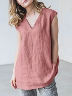 Solid V-neck Sleeveless Casual Loose Tank Top -Zanzea Shop 0864b74c c28c 42a2 99df 1eac32bf4a33