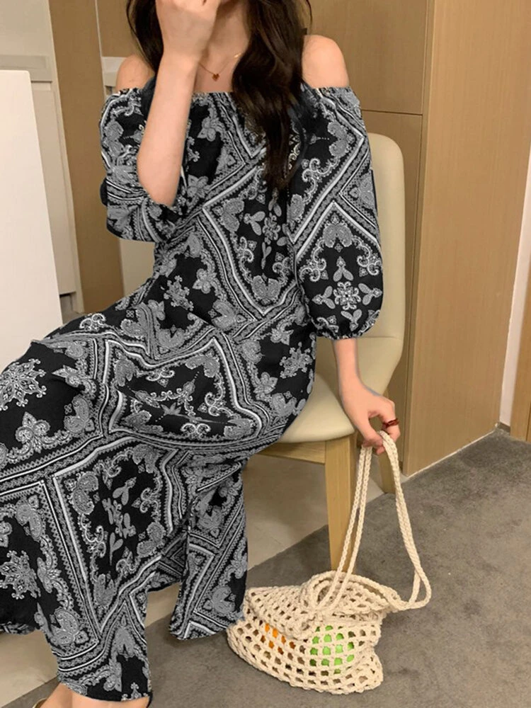 Tribal Paisley Print Off Shoulder 3/4 Sleeve Dress 12 Tribal Paisley Print Off Shoulder 3/4 Sleeve Dress - Image 12