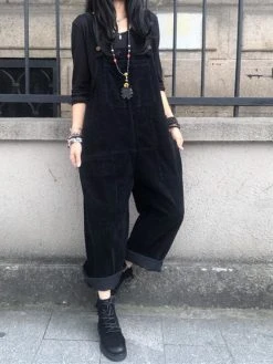 Solid Corduroy Pocket Casual Sleeveless Wide Leg Jumpsuit -Zanzea Shop 088bf073 c72b 4883 8401 b1a6c6aa379d