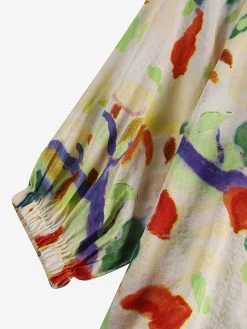 Women Swan Watercolor Floral Print V-Neck Half Sleeve Blouse -Zanzea Shop 08c86201 83c4 4ec7 82c4 89ca7d99b823