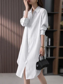 Stripe Pattern Slit Hem Lapel Long Sleeve Shirt Dress 10 Stripe Pattern Slit Hem Lapel Long Sleeve Shirt Dress -Zanzea Shop 090068b7 e041 4eb1 bcfc 47a1187c40dd