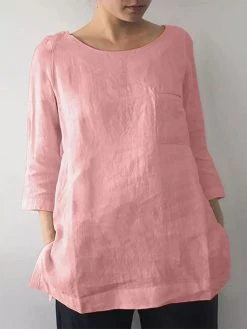 Solid 3/4 Sleeve Keyhole Back Slit Crew Neck Blouse 14 Solid 3/4 Sleeve Keyhole Back Slit Crew Neck Blouse -Zanzea Shop 0981efb4 a162 4e12 8a94 016c2768e02f