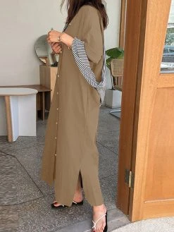 Solid Slit Pocket Button Front Lapel Maxi Shirt Dress -Zanzea Shop 09b5f948 f63a 4542 b88f 50ccaab75ab9