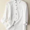 Solid 3/4 Sleeve Pocket Button Front Lapel Shirt