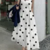 Allover Polka Dot Print Pocket Square Collar Sleeveless Dress