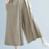 Casual Solid Color Plus Size Wide Leg Pants With Pockets