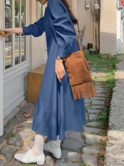 Solid Long Sleeve Casual A-line Denim Dress 11 Solid Long Sleeve Casual A-line Denim Dress -Zanzea Shop 0b2c4201 4534 4c2e 9503 3f034919cb15