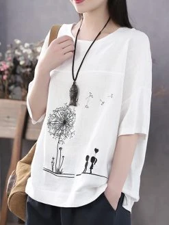 Summer Print Flower Casual Short Sleeve Cotton T-Shirt -Zanzea Shop 0b6a4034 dd3d 41d5 97b3 421cbd4adb0b