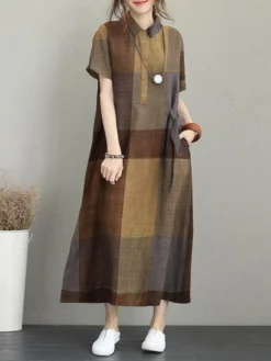 Check Print Pocket Button Front Short Sleeve Lapel Dress 16 Check Print Pocket Button Front Short Sleeve Lapel Dress -Zanzea Shop 0ba0a68d bea0 46d7 b6db 039ccf28d106