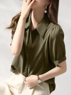 Women Solid Puff Sleeve Button Front Lapel Shirt 19 Women Solid Puff Sleeve Button Front Lapel Shirt -Zanzea Shop 0c29fa7f 3a79 4c1d a823 b5d979812869