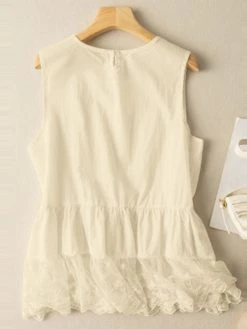 Women Lace Patchwork Hem Crew Neck Sleeveless Tank Top -Zanzea Shop 0cdd549d 105d 4d03 8523 f236cdfe16ef