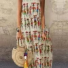 Vintage Print Sleeveless Plus Size Summer Dress
