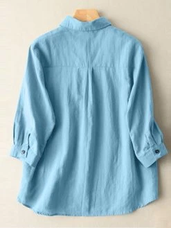 Solid 3/4 Sleeve Pocket Button Front Lapel Shirt 9 Solid 3/4 Sleeve Pocket Button Front Lapel Shirt -Zanzea Shop 0e0da88c fa44 4101 9161 3bf69047e3c6