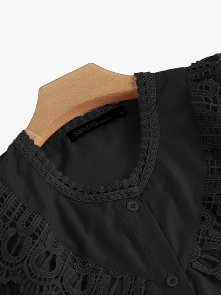 Women Lace Splice Button Front Casual Sleeveless Tank Top 9 Women Lace Splice Button Front Casual Sleeveless Tank Top - Image 9