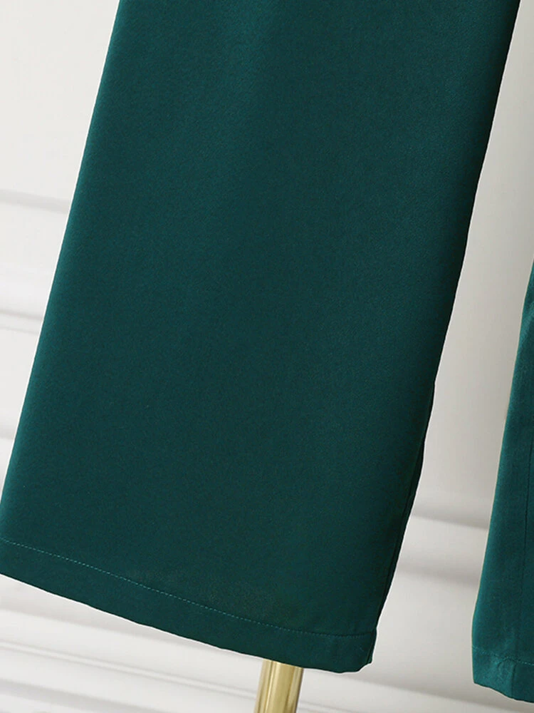 Solid Satin Long Sleeve Pocket Wide Leg Two Pieces Suit 10 Solid Satin Long Sleeve Pocket Wide Leg Two Pieces Suit - Image 10