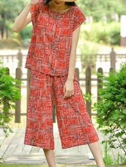 Women Colorful Random Print Crew Neck Short Sleeve Co-ords -Zanzea Shop 0e339a17 54f3 475b 9bc2 bd8d6191be21