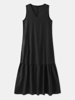 Solid Sleeveless V-neck Plus Size Ruffle Long Dress -Zanzea Shop 0e5b73cb b4a7 4bd9 8961 ddbedbeb8cbf