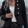 Solid Long Sleeve Lapel Blazer For Women